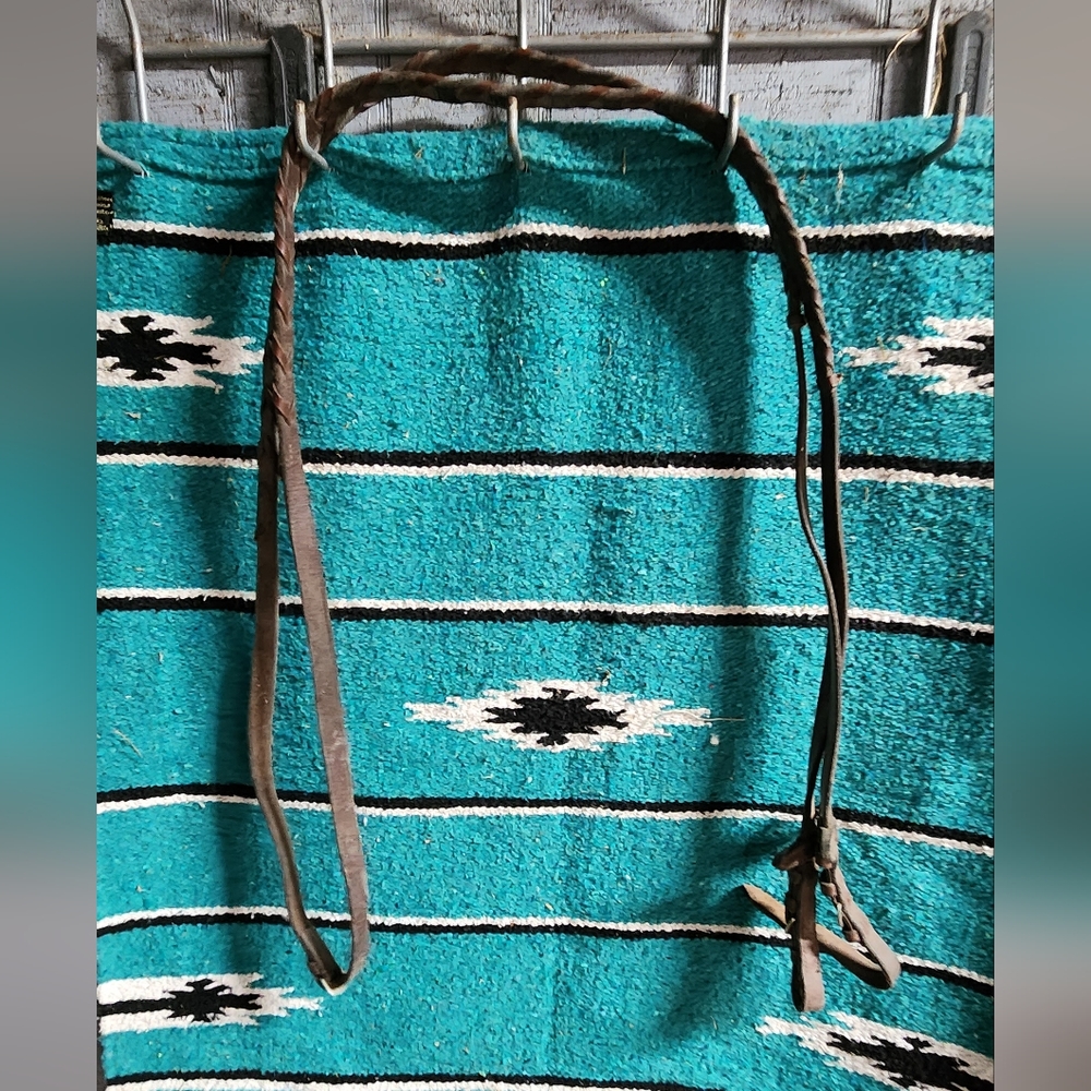 Leather braided reins with martingale stoppers